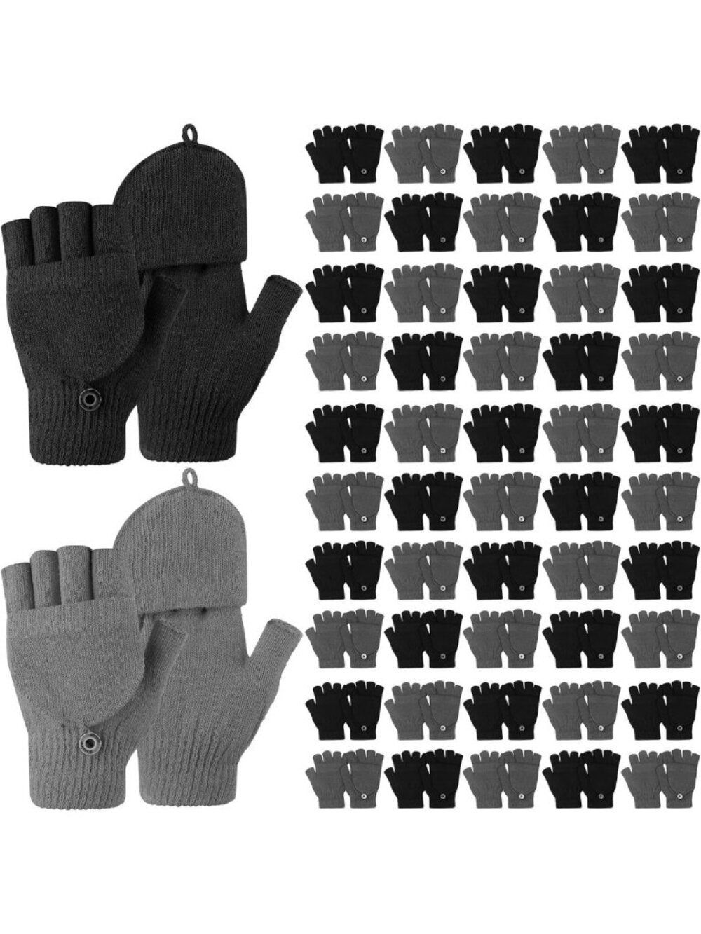 Cozy 50 Pairs Winter Convertible Fingerless Gloves - Warm, Versatile Handwear